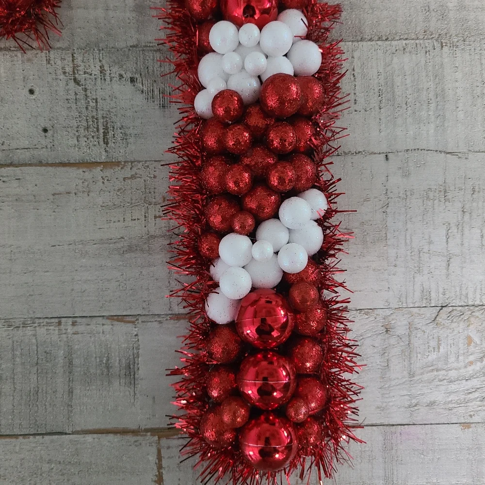Handmade Candy Cane Ornament Ball Wreath